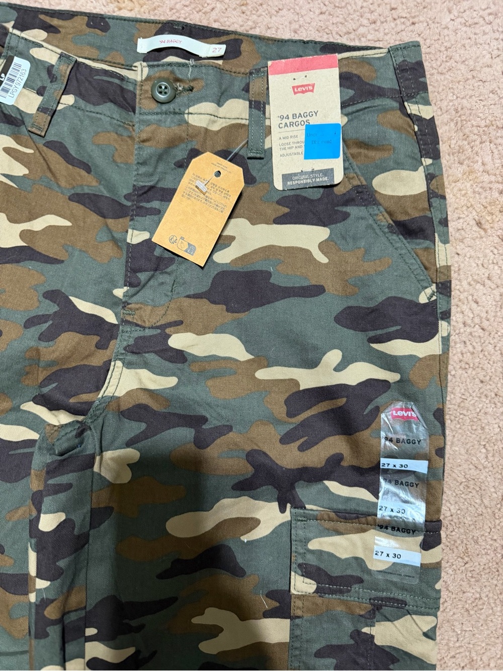 Levi's Camo Cargo Pants in Green and Brown
